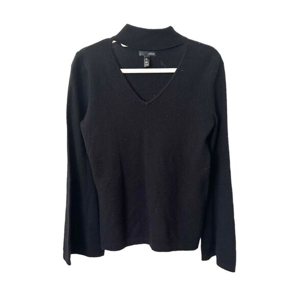 AQUA CASHMERE Mockneck Sweater Black Sz Small - Picture 1 of 3
